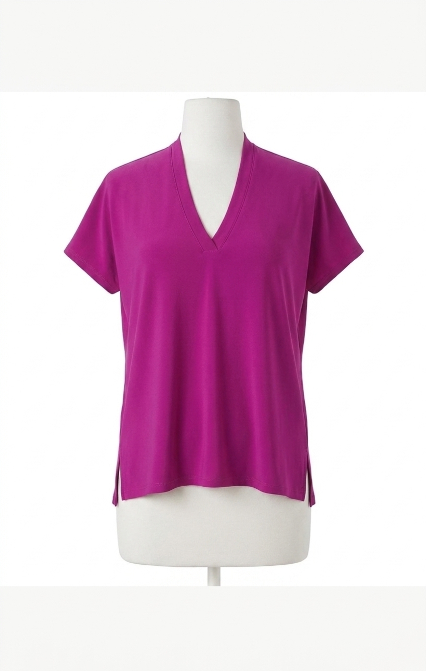 NEW SYMPLI deep v top in flamingo